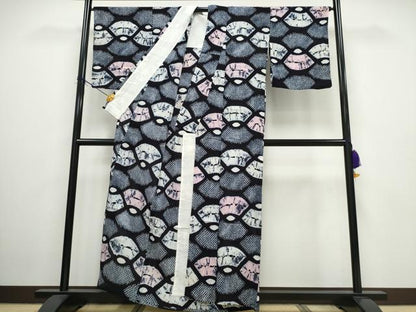 平和屋着物∴夏物 浴衣 有松鳴海絞り 地紙吉祥文 綿 逸品 CAAW0978ng