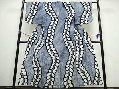 平和屋着物∴夏物　浴衣　有松鳴海絞り　枝葉文　綿　逸品　未使用　CAAW0980ng