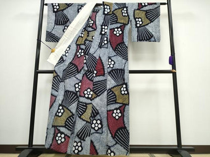 平和屋着物∴夏物 浴衣 有松鳴海絞り 扇花文 綿 逸品 CAAW0985ng