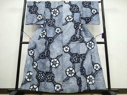 平和屋着物∴夏物 浴衣 有松鳴海絞り 朝顔 綿 逸品 CAAW0986ng