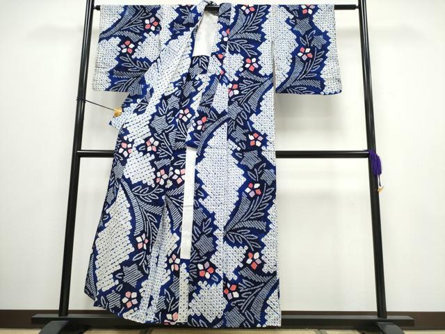 平和屋着物∴夏物 浴衣 有松鳴海絞り 花束文 綿 逸品 CAAW0988ng