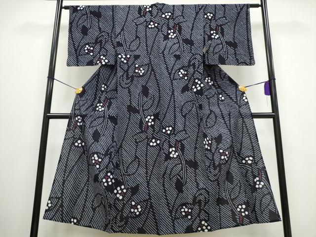 平和屋着物∴夏物 浴衣 有松鳴海絞り 枝花文 綿 逸品 CAAW0989ng