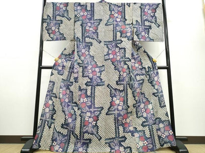 平和屋着物∴夏物 浴衣 有松鳴海絞り 籬枝花文 綿 逸品 CAAW0992ng