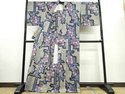 平和屋着物∴夏物 浴衣 有松鳴海絞り 籬枝花文 綿 逸品 CAAW0992ng