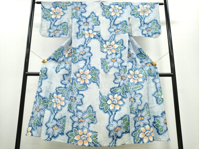 平和屋着物∴夏物 浴衣 有松鳴海絞り 枝花文 綿 逸品 CAAW0993ng