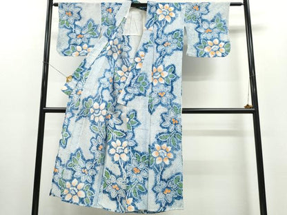 平和屋着物∴夏物 浴衣 有松鳴海絞り 枝花文 綿 逸品 CAAW0993ng