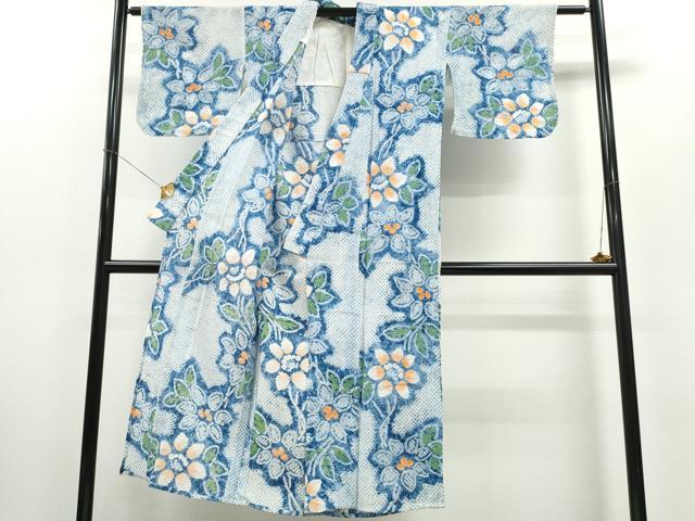 平和屋着物∴夏物 浴衣 有松鳴海絞り 枝花文 綿 逸品 CAAW0993ng