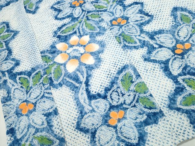 平和屋着物∴夏物 浴衣 有松鳴海絞り 枝花文 綿 逸品 CAAW0993ng