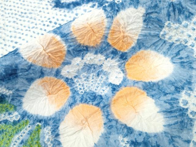 平和屋着物∴夏物 浴衣 有松鳴海絞り 枝花文 綿 逸品 CAAW0993ng