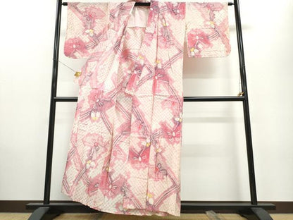 平和屋着物∴夏物　浴衣　有松鳴海絞り　舞蝶文　綿　逸品　CAAW0994ng