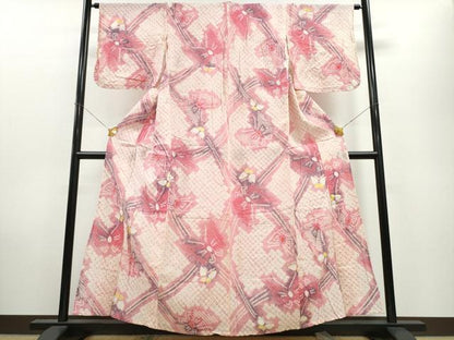 平和屋着物∴夏物　浴衣　有松鳴海絞り　舞蝶文　綿　逸品　CAAW0994ng