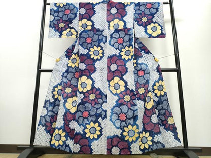 平和屋着物∴夏物 浴衣 有松鳴海絞り 舞花文 綿 逸品 CAAW0995ng