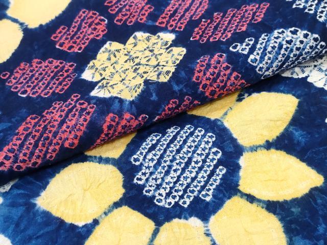 平和屋着物∴夏物 浴衣 有松鳴海絞り 舞花文 綿 逸品 CAAW0995ng