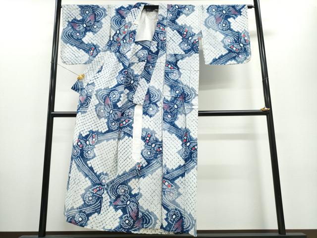 平和屋着物∴夏物 浴衣 有松鳴海絞り 流水舞蝶文 綿 逸品 CAAW0997ng