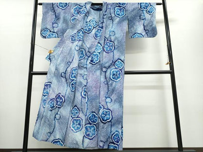 平和屋着物∴夏物　浴衣　有松鳴海絞り　朝顔　綿　逸品　CAAW0998ng