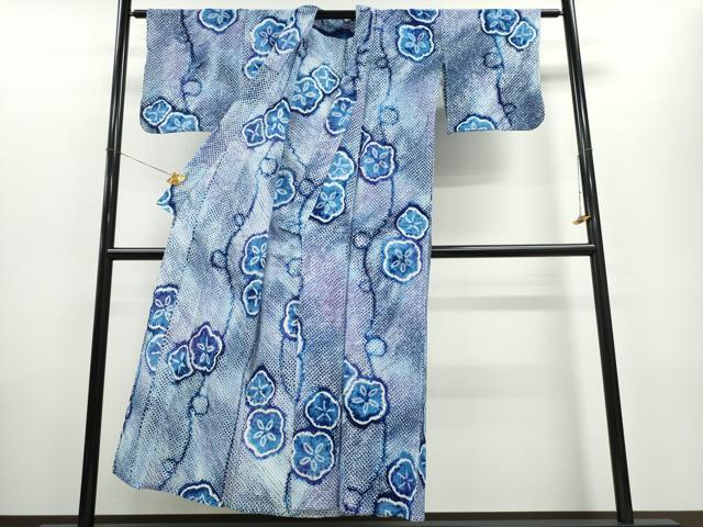 平和屋着物∴夏物　浴衣　有松鳴海絞り　朝顔　綿　逸品　CAAW0998ng