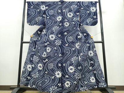 平和屋着物∴夏物　浴衣　有松鳴海絞り　流水舞菊文　綿　逸品　CAAW1000ng