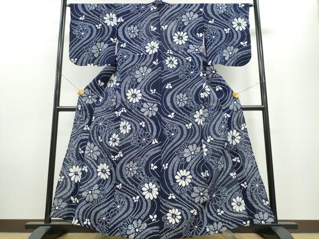 平和屋着物∴夏物　浴衣　有松鳴海絞り　流水舞菊文　綿　逸品　CAAW1000ng