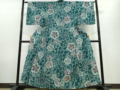 平和屋着物∴夏物　浴衣　有松鳴海絞り　菊唐草文　綿　逸品　未使用　CAAW1002ng