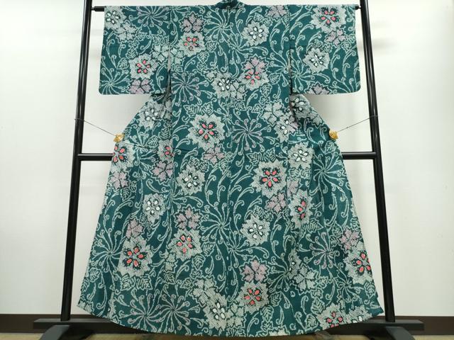 平和屋着物∴夏物　浴衣　有松鳴海絞り　菊唐草文　綿　逸品　未使用　CAAW1002ng