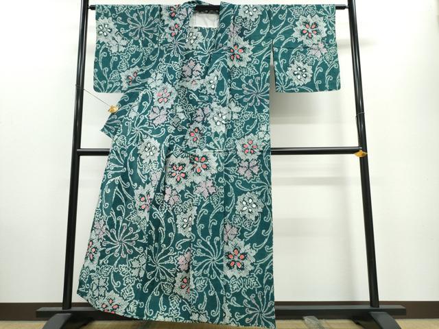 平和屋着物∴夏物　浴衣　有松鳴海絞り　菊唐草文　綿　逸品　未使用　CAAW1002ng