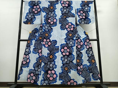 平和屋着物∴夏物 浴衣 有松鳴海絞り 舞花文 綿 逸品 CAAW1003ng