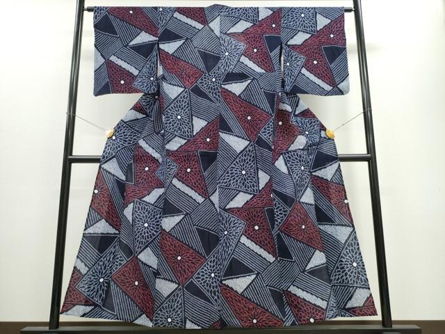 平和屋着物∴夏物 浴衣 有松鳴海絞り 切嵌菊文 綿 逸品 CAAW1008ng
