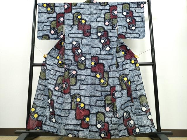 平和屋着物∴夏物 浴衣 有松鳴海絞り エ霞吉祥文 綿 逸品 未使用 CAAW1011ng