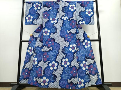 平和屋着物∴夏物 浴衣 有松鳴海絞り 舞花文 綿 逸品 CAAW1012ng