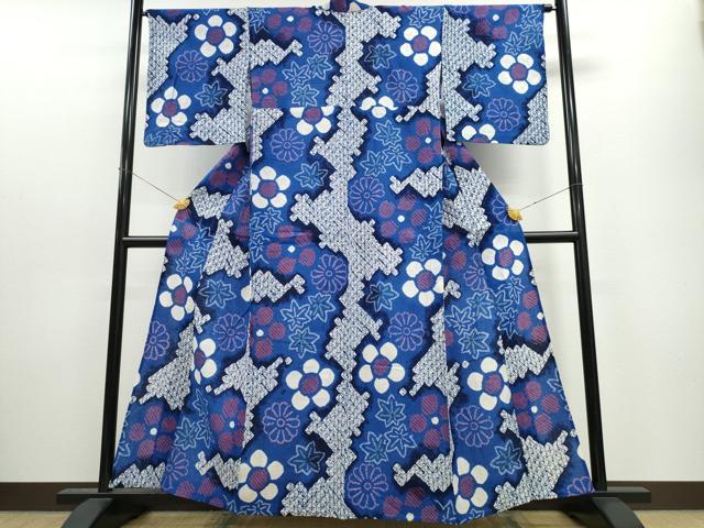 平和屋着物∴夏物 浴衣 有松鳴海絞り 舞花文 綿 逸品 CAAW1012ng