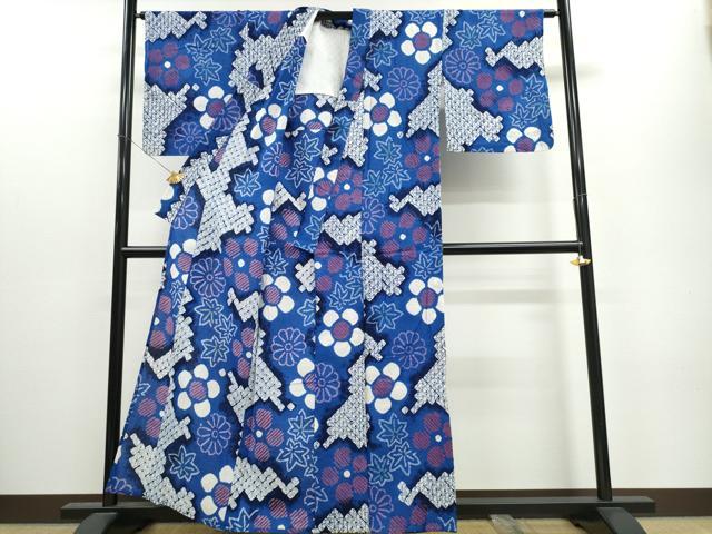 平和屋着物∴夏物 浴衣 有松鳴海絞り 舞花文 綿 逸品 CAAW1012ng