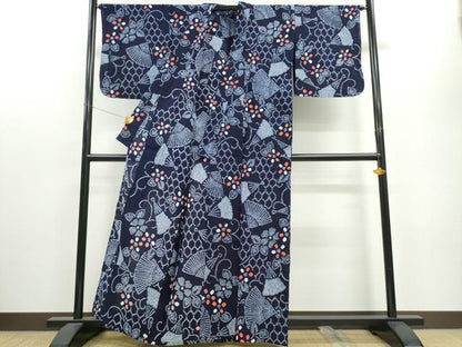 平和屋着物∴夏物 浴衣 有松鳴海絞り 扇亀甲花唐草文 綿 逸品 CAAW1013ng