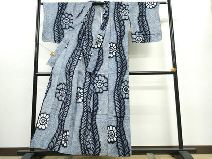 平和屋着物∴夏物 浴衣 有松鳴海絞り 枝花文 綿 逸品 CAAW1015ng
