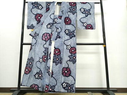 平和屋着物∴夏物 浴衣 有松鳴海絞り 舞花文 綿 逸品 CAAW1018ng