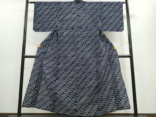 平和屋着物∴夏物 浴衣 有松鳴海絞り 変わり斜線文 綿 逸品 CAAW1020ng