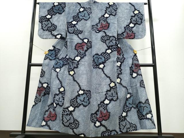 平和屋着物∴夏物 浴衣 有松鳴海絞り 蔦の葉文 綿 逸品 CAAW1022ng