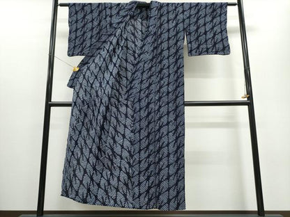 平和屋着物∴夏物　浴衣　有松鳴海絞り　幾何学文様　綿　逸品　CAAW1023ng