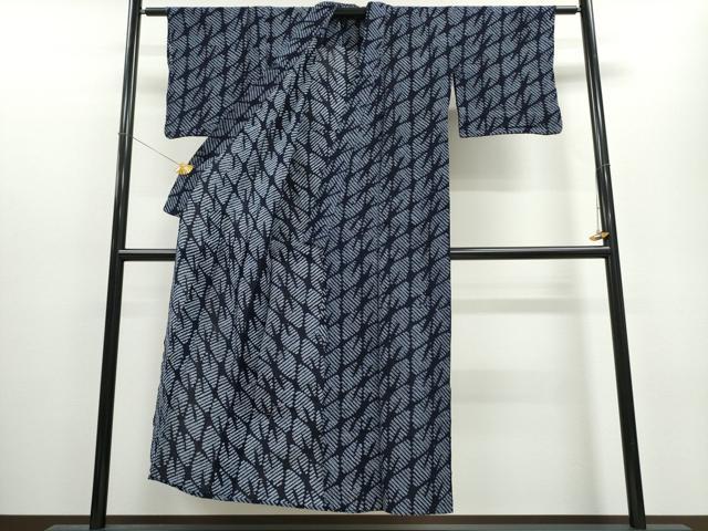 平和屋着物∴夏物　浴衣　有松鳴海絞り　幾何学文様　綿　逸品　CAAW1023ng