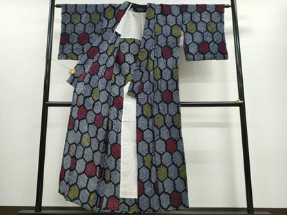 平和屋着物∴夏物　浴衣　有松鳴海絞り　亀甲文様　綿　逸品　CAAW1024ng