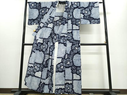 平和屋着物∴夏物 浴衣 有松鳴海絞り 市松枝花文 綿 逸品 CAAW1025ng