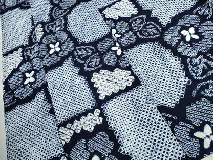 平和屋着物∴夏物 浴衣 有松鳴海絞り 市松枝花文 綿 逸品 CAAW1025ng