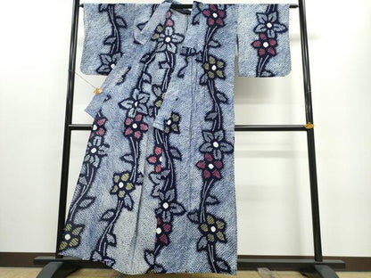 平和屋着物∴夏物 浴衣 有松鳴海絞り 枝花文 綿 逸品 CAAW1026ng