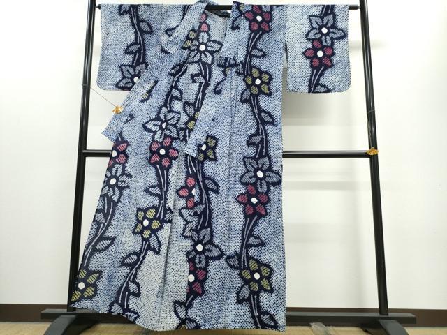 平和屋着物∴夏物 浴衣 有松鳴海絞り 枝花文 綿 逸品 CAAW1026ng