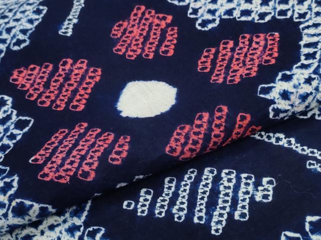 平和屋着物∴夏物 浴衣 有松鳴海絞り 枝花文 綿 逸品 CAAW1026ng