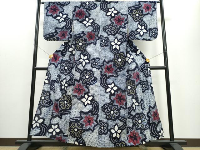 平和屋着物∴夏物 浴衣 有松鳴海絞り 流水舞花文 綿 逸品 CAAW1028ng