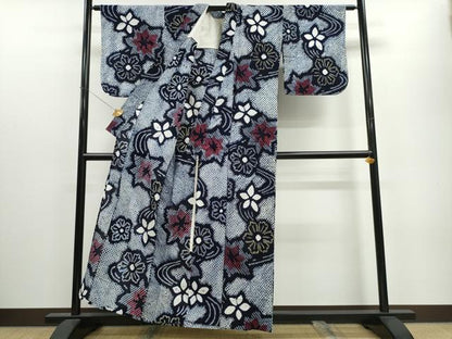 平和屋着物∴夏物 浴衣 有松鳴海絞り 流水舞花文 綿 逸品 CAAW1028ng