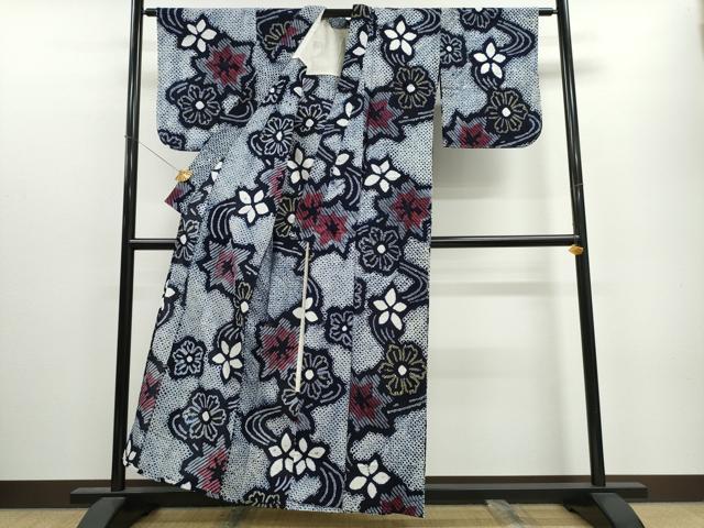 平和屋着物∴夏物 浴衣 有松鳴海絞り 流水舞花文 綿 逸品 CAAW1028ng