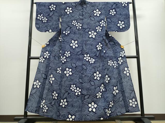 平和屋着物∴夏物　浴衣　有松鳴海絞り　流水舞花文　綿　逸品　CAAW1030ng