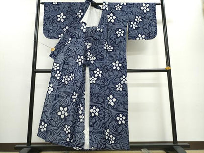 平和屋着物∴夏物　浴衣　有松鳴海絞り　流水舞花文　綿　逸品　CAAW1030ng
