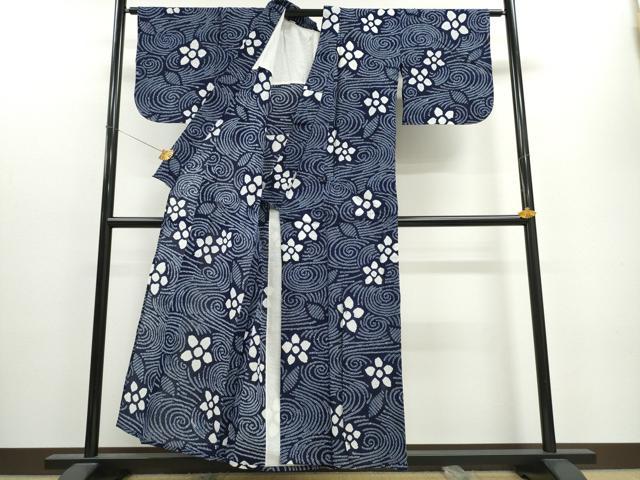 平和屋着物∴夏物　浴衣　有松鳴海絞り　流水舞花文　綿　逸品　CAAW1030ng
